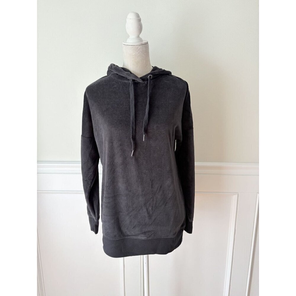 Aeropostale Black Velour Hoodie XS/S Soft & Cozy Pullover Sweatshirt With Hood